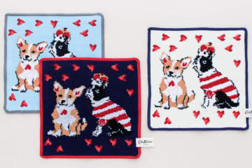 キャス キッドソンの25年クリスマスハンカチ、コーギー＆フレンチブルドッグ柄など