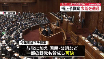 補正予算案が衆院通過　子ども1人あたり2万円の給付など盛り込む