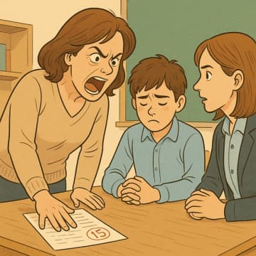 「先生の教え方が悪い」とテストの点数を学校のせいにする親。だが、子供の一言で状況が一変【短編小説】