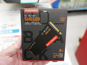 SandiskのPCIe 5.0 SSD「WD_BLACK SN8100」の8TBにヒートシンク無しモデル