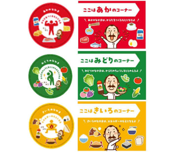 栄養バランスを売場で見える化 「3色食品群」をロゴとシールで
