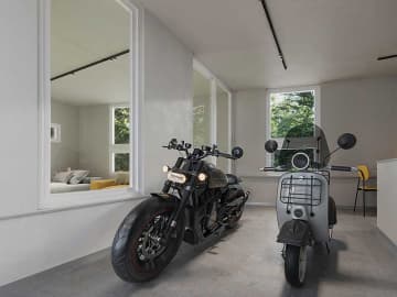 バイクと暮らす室内ガレージ付き賃貸住宅「+BASE EBINA／プラスベースエビナ」が神奈川・海老名に誕生！