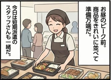 恐怖！「中身の一部を食べてました」 売り物の弁当をパカッ！ 衝撃の派遣スタッフを目撃した女性【実録マンガ】