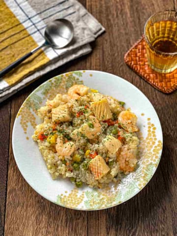 ほったらかしでOK ！「ヘルシーシーフードピラフ」の作り方