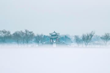 北京の頤和園が雪化粧