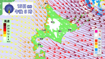 北海道　15日（月）は暴風雪に警戒　16日（火）にかけて高波に警戒を