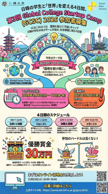 日韓の起業家育成、参加学生募集　東京で来年2月、賞金30万円
