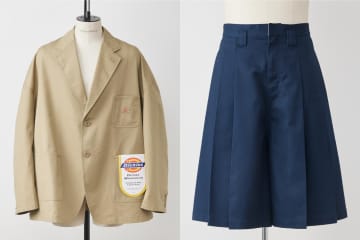 シンヤコヅカ×ディッキーズ、ツイル素材のゆったりジャケットとスカートパンツ