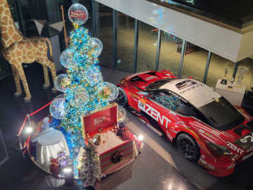 園児130人が巨大クリスマスツリーに歓声　善都本社ロビーで見学会