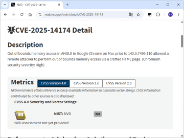 「Chromium」「WebKit」のゼロデイ脆弱性は描画ライブラリ「ANGLE」に起因／「Edge」「Chrome」などのWebブラウザー、iPhone、iPad、MacなどのApple製品は更新を