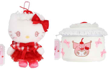 “ホイップ×チェリー”のサンリオキャラクターズグッズ、ハローキティやマイメロディのケーキ型ポーチなど