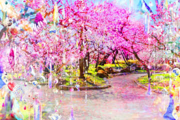 蜷川実花のアートインスタレーション展が京都・北野天満宮で、クリスタルが輝く梅苑＆イマーシブ公演