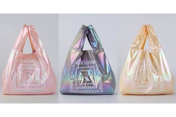 紀ノ国屋、淡い色がキラキラきらめくエコバッグ「シャイニーバイカラー」発売