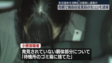 乳児遺体を切断し…風俗店の冷蔵庫に遺棄か　22歳母親を逮捕