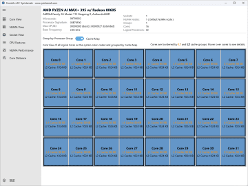 CPU情報を取得するWindows Sysinternalsツール「Coreinfo」がv4.0に、GUIアプリを追加／CPUコア、キャッシュ、ソケット、サポートする命令セット・機能などを詳細調査