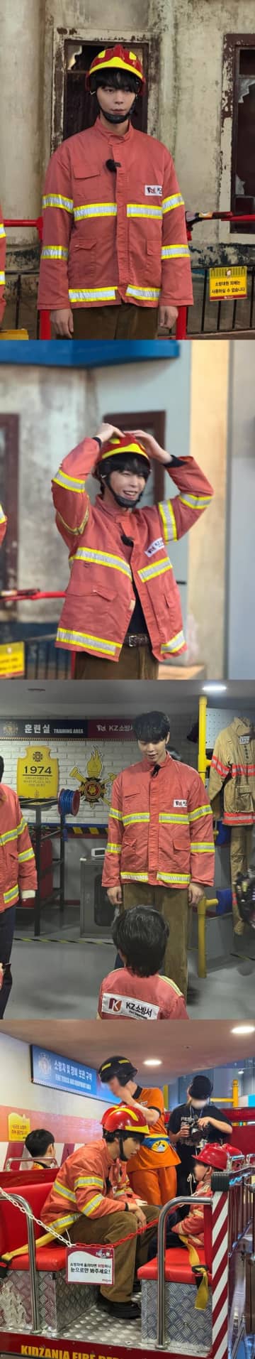 「理想のパパだ…」NCT・ジャニー、“消防士”に変身！子どもと触れ合う笑顔にキュン【PHOTO】