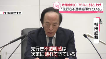 日銀　政策金利0.75％に引き上げ　植田総裁「先行き不透明感薄れてきている」