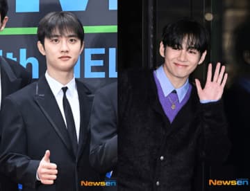 EXO ディオ、授賞式の合間を縫ってお祝いに！BTSのVの姿も…キム・ウビン＆シン・ミナの挙式に豪華スター続々