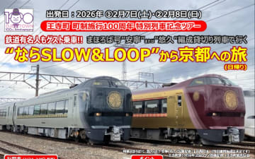 【日本旅行】683系「まほろば号」編成を使用したツアーを2月に2日間開催　王寺～京都間運転、斉藤雪乃さんや南田裕介氏など鉄道有名人がゲスト乗車も