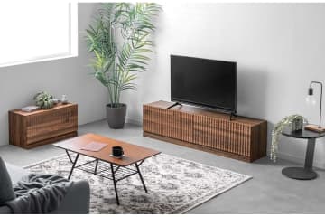 タンスのゲン、好みのサイズに調整できるユニット式テレビ台。伸縮式やフラップ扉モデルも