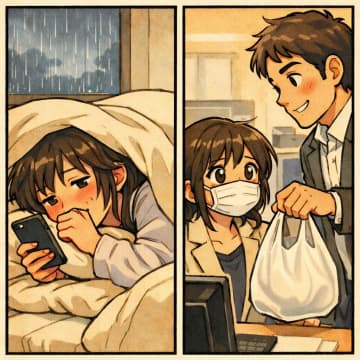 「ちょっと…風邪で」仮病を使って休んだ新人。翌日、出社すると上司の対応に気まずくなったワケ【短編小説】