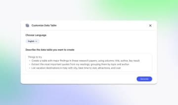 AIノートブック「NotebookLM」にデータテーブルが追加、資料をもとに表を生成／Googleスプレッドシートにもエクスポート可能