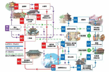 スカイホップバス京都、新路線「パープルライン」運行　嵐山・金閣寺・大徳寺・二条城を周遊、12月〜2026年1月に1日5便