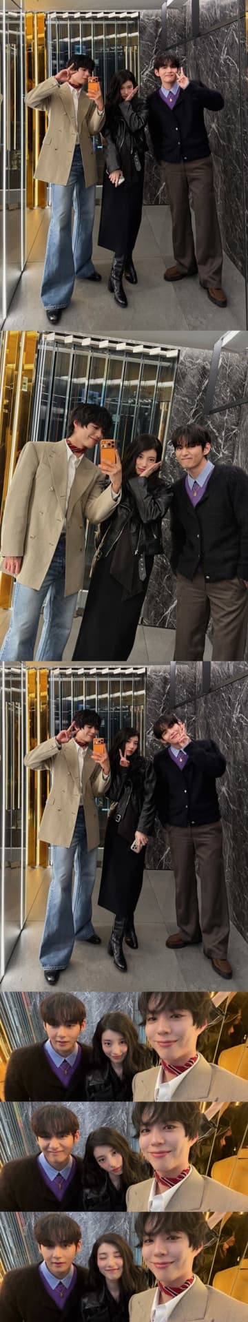 パク・ボゴム、BTS・V＆女優スジとの豪華3ショット公開！“国宝級ビジュアル”の集結に反響続々【PHOTO】