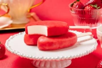 「明治ブルガリア フローズンヨーグルトデザート 濃い苺」本格ヨーグルトアイス×甘酸っぱい苺果肉ソース