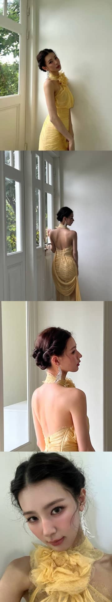 “ほぼ紐ドレス”で話題を集めたミヨン、背中全開バックレス衣装で大胆肌見せ「息できない」【PHOTO】