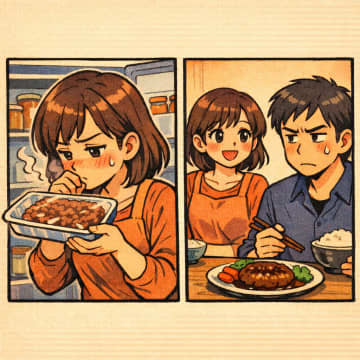 「1週間くらい大丈夫、節約だから」と古い食材を出す妻。こっそり、夫だけ違う料理を食べた結果【短編小説】