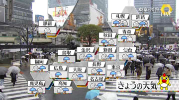【天気】全国的に雨　北日本などでなだれや落雪に注意