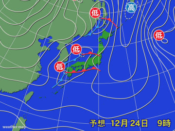 低気圧や前線近付く　全国的に雨や雪
