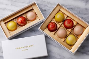 グランド ハイアット 福岡26年バレンタイン＆ホワイトデー、”ラズベリー×チョコ”をマーブル柄で