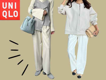 冬の『白』がたまらんーッ♡【ユニクロ】ワントーンコーデがサマになる「タックワイドパンツ」