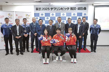 住友電設／デフアスリート３人の健闘たたえる／大阪本社で報告会