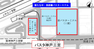 神戸三宮駅に「バスタ神戸三宮」誕生。現・三宮BTも含めた総称、2027年度の開業後は一体的に運用へ