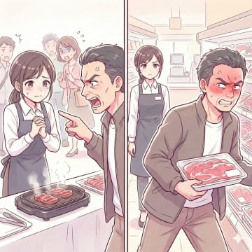 「試食コーナーの肉、全部焼いて！」と命令する客。だが、店員の正論で態度が一変【短編小説】