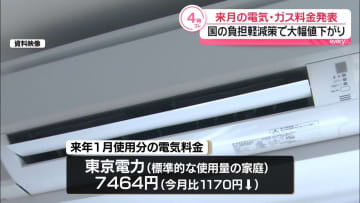 電気・ガス料金　来年1月使用分は大きく値下がりへ　国の負担軽減策で