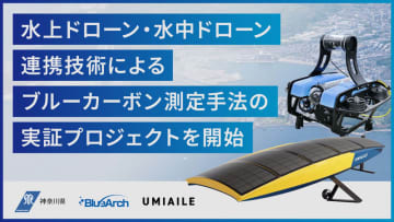 神奈川県・BlueArch・UMIAILE、水上・水中ドローン連携でブルーカーボン測定手法を実証