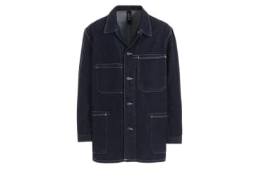 グラウンド ワイ×エドウイン“ランダムポケット“のデニムジャケット＆白ステッチ映えるタックパンツ