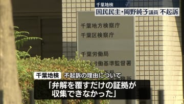 国民民主・岡野純子衆院議員を不起訴処分　千葉地検