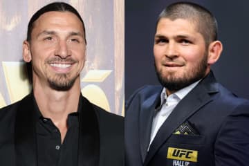 イブラとヌルマゴメドフが腕相撲のように右手を握り合い　レフェリー役はポグバ！「友好的な形で互いの力を感じ取った後に」各国メデイア報道