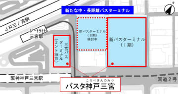神戸三宮駅前で整備中のバスターミナル、名称を「バスタ神戸三宮」に決定