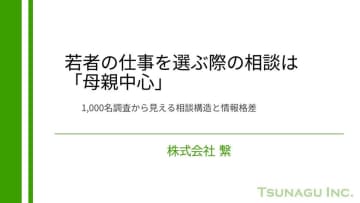 若者の仕事を選ぶ際の相談は「母親中心」―1,000名調査で見えた課題　情報不足と不安が幅広い仕事の選択を阻む構造を徹底分析