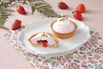 ローソン「いちごスイーツ」いちごミルクタルト＆苺とチーズケーキのクレープなど、つぶつぶ食感のアイスも