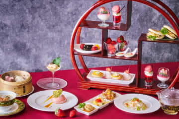 品川プリンスホテル”苺×中華”アフタヌーンティー、苺とザクロの杏仁豆腐や上海小籠包も
