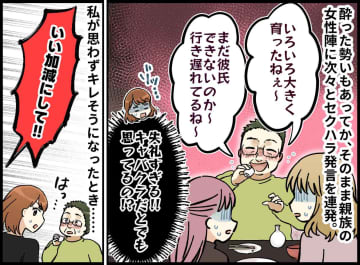 「いろいろ大きく育ったねぇ」親戚の集まりでセクハラ連発の伯父。娘と妻の“痛烈な一撃”で顔面蒼白に