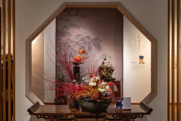 四川省成都で中国式生け花の芸術展