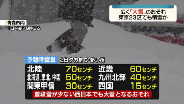 西日本で大雪に注意・警戒を　東京23区でも夕方～夜にかけ積雪のおそれ